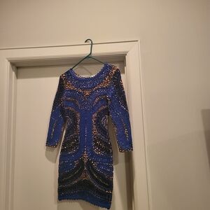 Blue and Gold Embellished Dress
